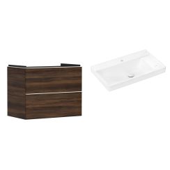 Set Badschrank Hansgrohe Xelu Q 54030700, Waschbecken Hansgrohe Xelu Q 61025450