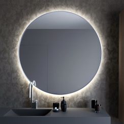 Baltica Design Tiny Border Bright Spiegel 90x90 cm rund mit Beleuchtung mit Spiegelheizung silber 5904107911656
