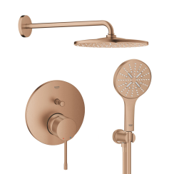 Set Kopfbrause mit Brausearm Grohe Rainshower Mono 26558DL0, Badewannen- und Duscharmatur Grohe Essence 24058DL1, 26574DL0, 26658DL0, 28388DA0