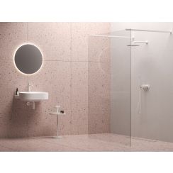 Ravak Walk in Free duschwand 140 cm weiß Matte/durchsichtiges Glas GW9FM0E0SZ1