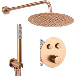 Rea Lungo duschset Wand mit Thermostat mit Regenbrause kupfer REA-P8808