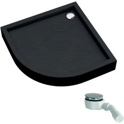 Schedline Favory Plus Black Stone Viertelkreis-Duschwanne mit Siphon 90x90 cm schwarz 3ST.F1O-9090/C/ST
