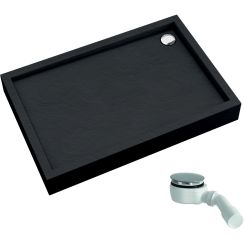 Schedline Favory Plus Black Stone Rechteckige Duschwanne mit Siphon 100x80 cm schwarz 3ST.F1P-80100/C/ST