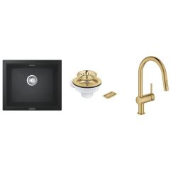 Set Granitspüle Grohe K700 31654AP0, Küchenarmatur Grohe Minta 32321GN2, 40997GN0