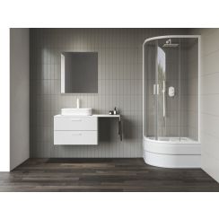 Ravak Blix II Duschkabine 90x90 cm halbrund weiß Matte/durchsichtiges Glas 3BM70E40Z1