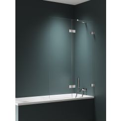 New Trendy Avexa Nickel Brushed Badewannenabtrennung 110 cm zweigeteilt gebürstet/durchsichtiges Glas EXK-8753