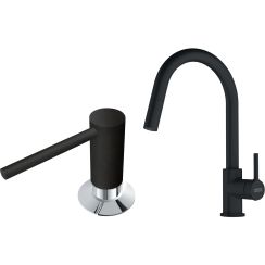 Set Küchenarmatur Franke Lina 115.0626.053, Flüssigkeitsspender Franke Comfort 112.0652.763