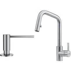 Set Küchenarmatur Franke Eos 115.0529.207, Flüssigkeitsspender Franke Atlas 112.0717.084