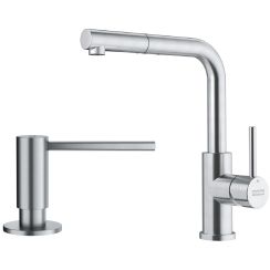 Set Küchenarmatur Franke Smart Glenda 115.0706.986, Flüssigkeitsspender Franke Atlas 112.0717.084
