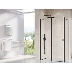 Ravak Chrome Duschwand 90 cm schwarz Matte/durchsichtiges Glas 9QV70300Z1