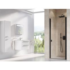 Ravak Chrome Duschtüren 80 cm aufklappbar schwarz Matte/durchsichtiges Glas 0QV40300Z1