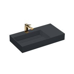 Rea Archi Waschbecken 89.5x48 cm rechteckig Aufsatzwaschbecken grauer Stein REA-U4304