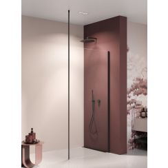 New Trendy Nesta Black begehbare duschwand 120 cm schwarz Matte/durchsichtiges Glas K-1727-WS