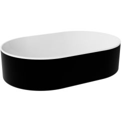 Besco Lova Waschbecken 53x34 cm oval Aufsatzwaschbecken weiß-schwarz matte #UMM-LBW-N