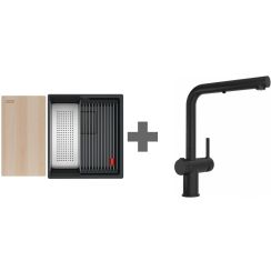 Franke Kanon Küchenspüle mit Armatur schwarz/schwarz 125.0749.685