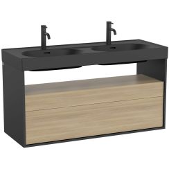 Roca Meridian Badschrank 120x46x56.5 cm Unterschrank hängend schwarz-eiche A858109608