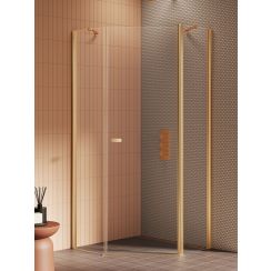 New Trendy New Soleo Gold Brushed Duschkabine 90x90 cm gold gebürstet/durchsichtiges Glas K-3582