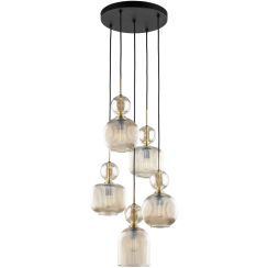 TK Lighting Sophia Cognac Pendelleuchte 5x10 W braun-bernstein 11043